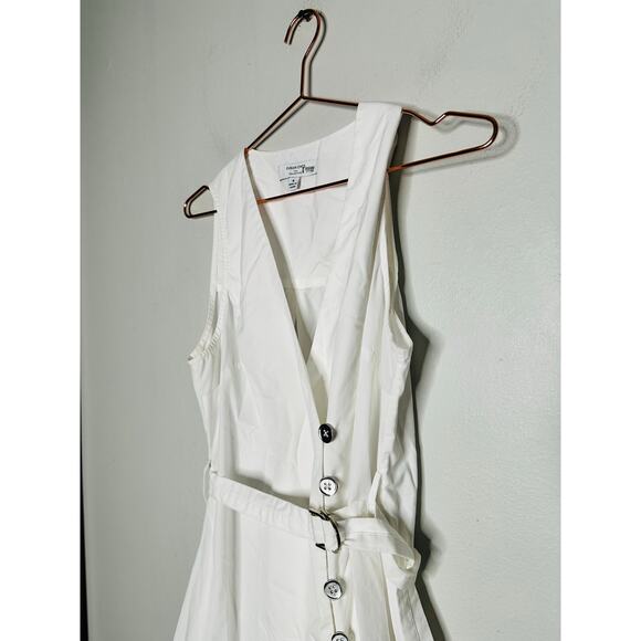 EUDON CHOI COLLECTIVE White Pleated Sleeveless V-Neck Button Maxi Dress Size 6 - Picture 5 of 15